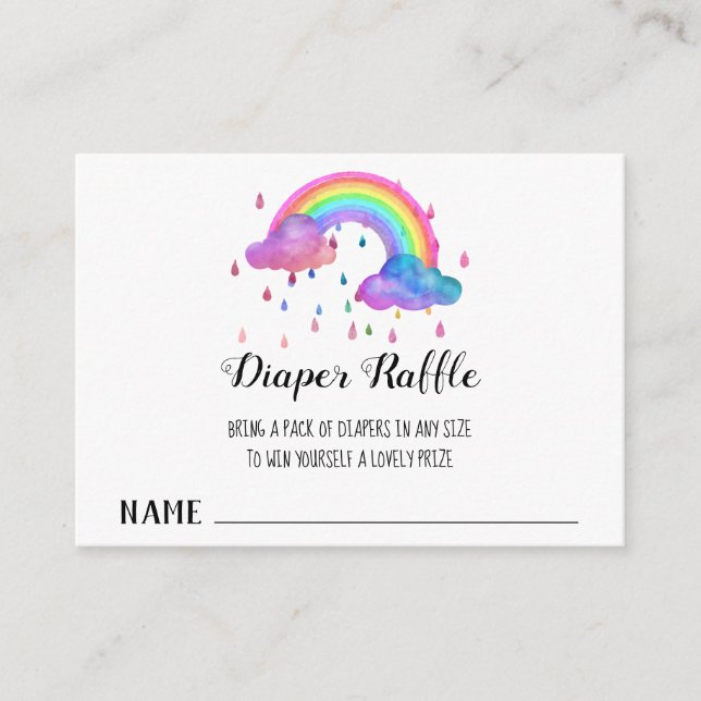 Carte D'accompagnement *~* Nuages Arc-en-ciel Gouttes de Pluie Tombola de (Devant)
