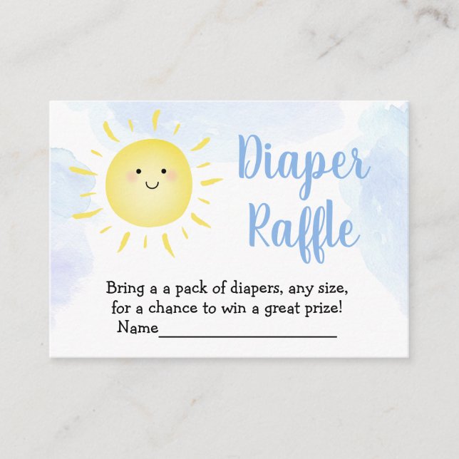 Carte D'accompagnement Nuages de soleil Baby shower bleu Déchets Raffle (Devant)