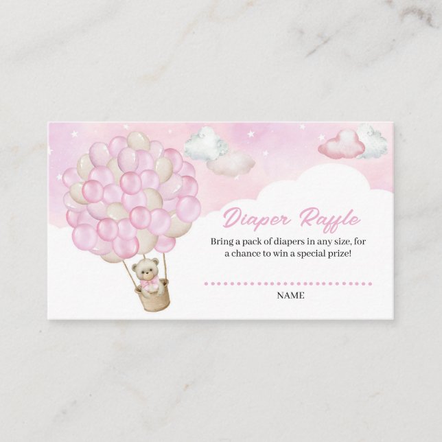 Carte D'accompagnement Nuages Roses Mignons Ballons Ours Teddy Raffin de  (Devant)