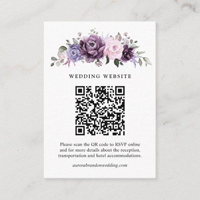 Carte D'accompagnement Nuances de pourpre Dusty fleurs Moody Floral Maria (Devant)