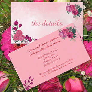 Carte D'accompagnement Nuances de Rose Magenta Mariage Moderne
