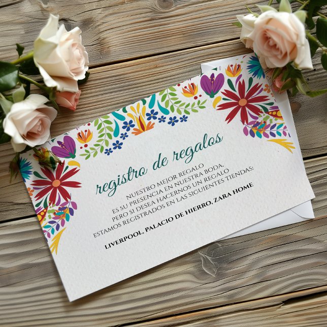 Carte D'accompagnement Nuestra Boda Flowers Botanical Spanish Wedding (Nuestra Boda Flowers Botanical Spanish Wedding Enclosure Card)