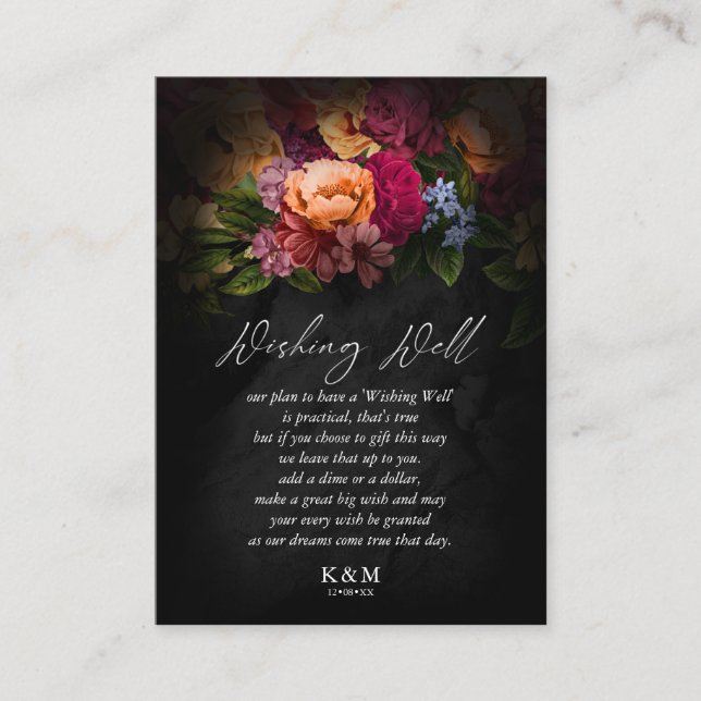 Carte D'accompagnement Nuits Sultry Floral Mariage Wishing well V1 ID829 (Devant)