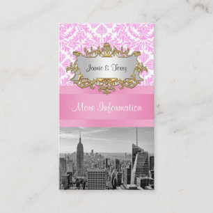 Carte D'accompagnement NY City Skyline BW D4P Pink Damask Encasque