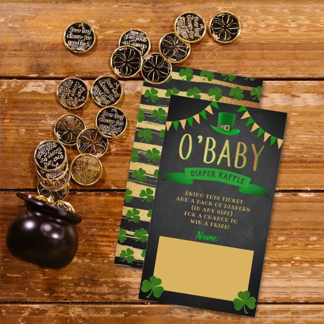 Carte D'accompagnement O'Baby St. Patrick's Day Baby shower Déchets Raffl (Créateur téléchargé)