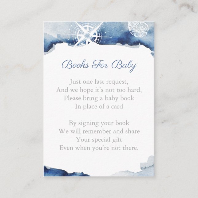 Carte D'accompagnement Ocean Adventure Baby shower Apportez Un Livre Pour (Devant)