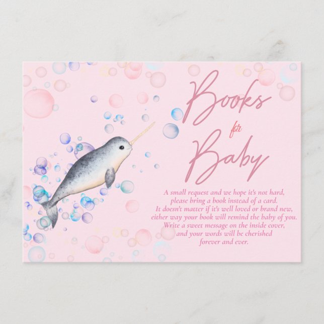 Carte D'accompagnement Ocean little Narwhal & bubbles Livres pour bébé (Devant)