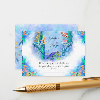 Carte D'accompagnement Ocean Sea Animals Baby Diaper Raffle