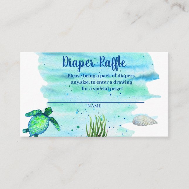 Carte D'accompagnement Ocean Sea Turtle Boys Diaper Raffle (Devant)