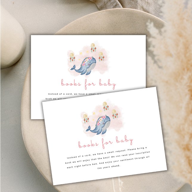 Carte D'accompagnement Ocean Sweet Whale Floral Livres Pour Baby shower (Ocean Sweet Whale Floral Books For Baby Shower Enclosure Card)
