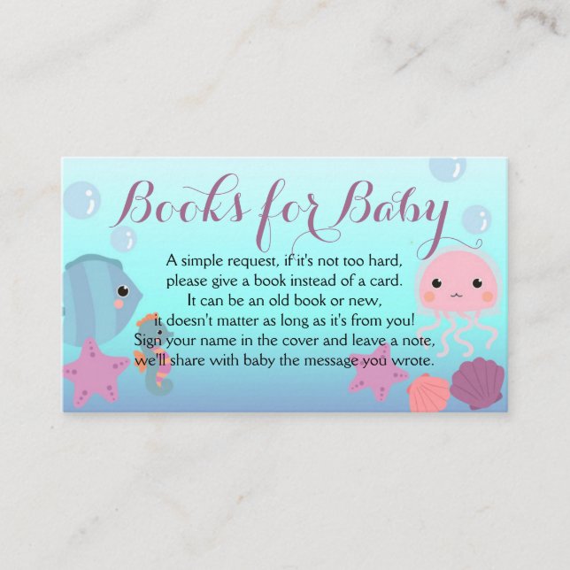 Carte D'accompagnement Ocean Underwater Sea Baby shower Livres pour bébé (Devant)