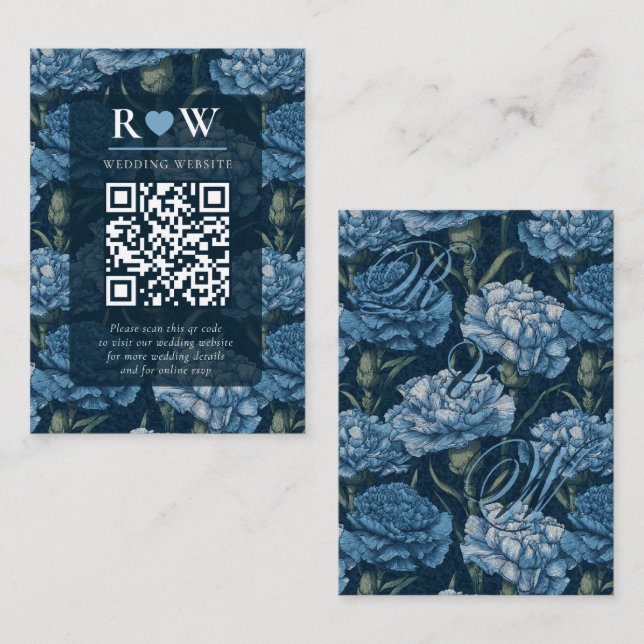 Carte D'accompagnement Œillet Romantique Accent Mariage Traditionnel (Devant / Derrière)