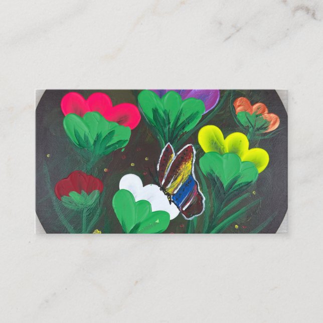 Carte D'accompagnement Œuvre d'art faite main - Papillon Bolssom (Devant)