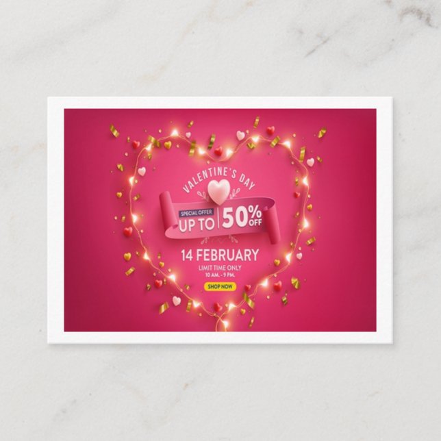 Carte D'accompagnement offre spéciale vente valentine's day jusqu'à 50 de (Devant)