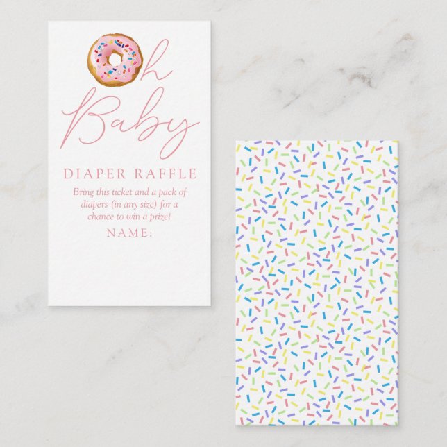 Carte D'accompagnement Oh Baby Donut Saupoudrer Baby shower Déchets Raffl (Devant / Derrière)