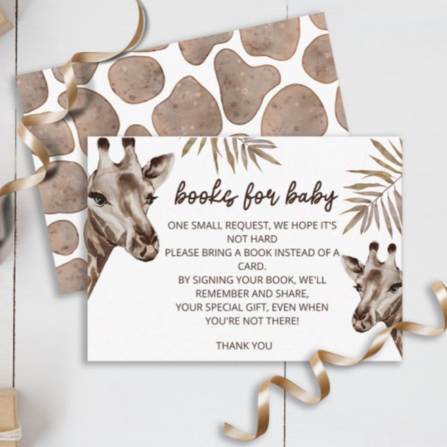 Carte D'accompagnement Oh Baby Giraffe Livres neutres pour billet bébé (Créateur téléchargé)
