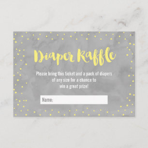 Carte D'accompagnement Oh Baby Gris et Baby shower jaune Raffle de couche