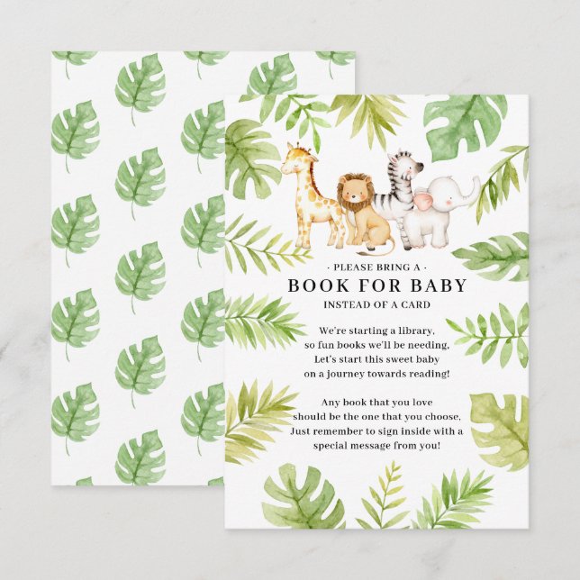 Carte D'accompagnement Oh Baby Jungle Baby shower Book for Baby Enclosur (Devant / Derrière)