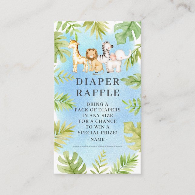 Carte D'accompagnement Oh Baby Jungle Baby shower Déchets Raffle (Devant)