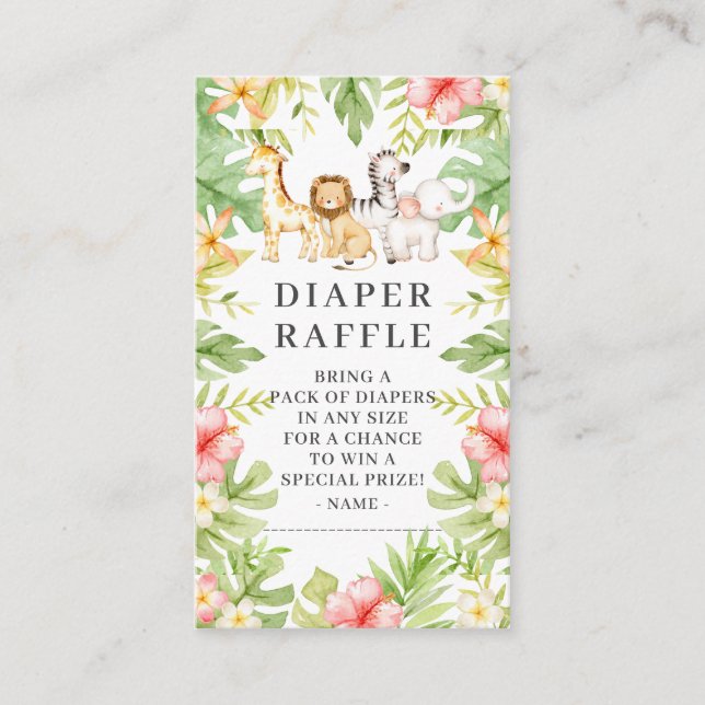 Carte D'accompagnement Oh Baby Jungle Baby shower Déchets Raffle (Devant)