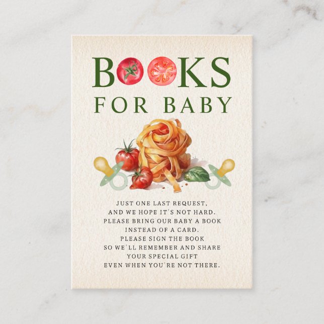 Carte D'accompagnement Oh Baby Pasta & Pacifiers Baby shower Demande de c (Devant)