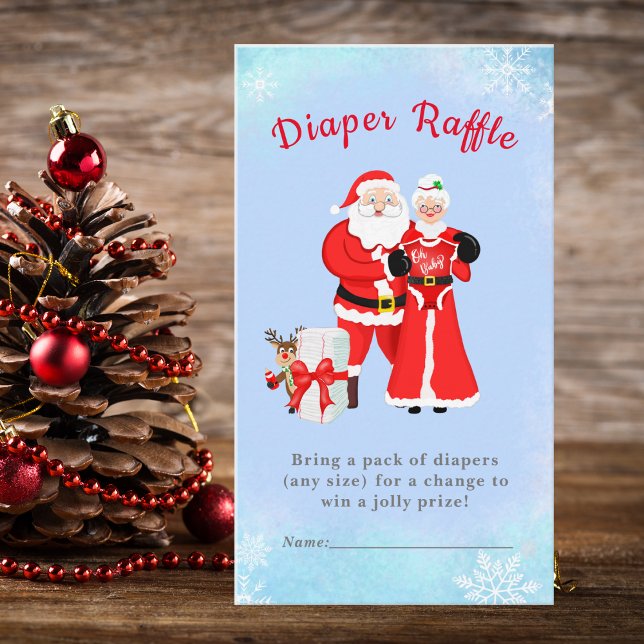 Carte D'accompagnement Oh Baby Père Noël & Mme Claus Déchets Raffle (Sprinkle your baby shower excitement with Santa & Mrs. Claus-themed diaper raffle cards. )