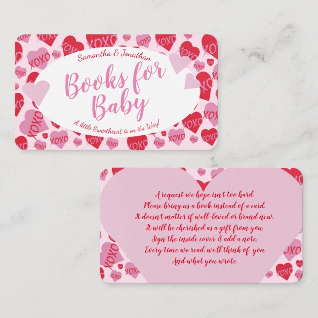 Carte D'accompagnement Oh Baby Pink Red Sweethearts Livres pour bébé (Devant / Derrière)