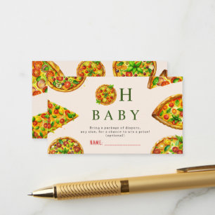 Carte D'accompagnement Oh Baby Pizza Tomates Olivia Baby shower vert