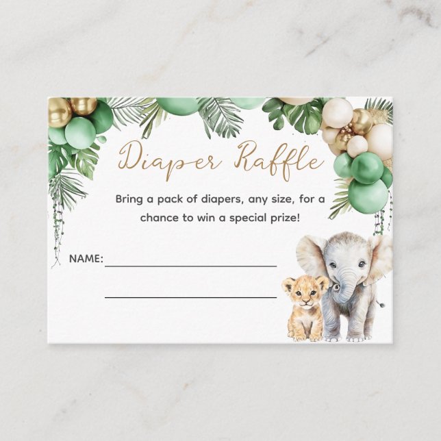 Carte D'accompagnement Oh Baby Safari animal Jungle Baby shower vert (Devant)