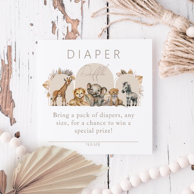 Carte D'accompagnement Oh Baby Safari Animaux Boho Baby shower couche (Créateur téléchargé)