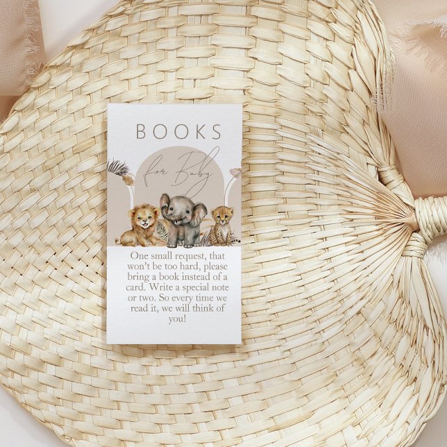 Carte D'accompagnement Oh Baby Safari Animaux Boho Baby showers livres (Créateur téléchargé)