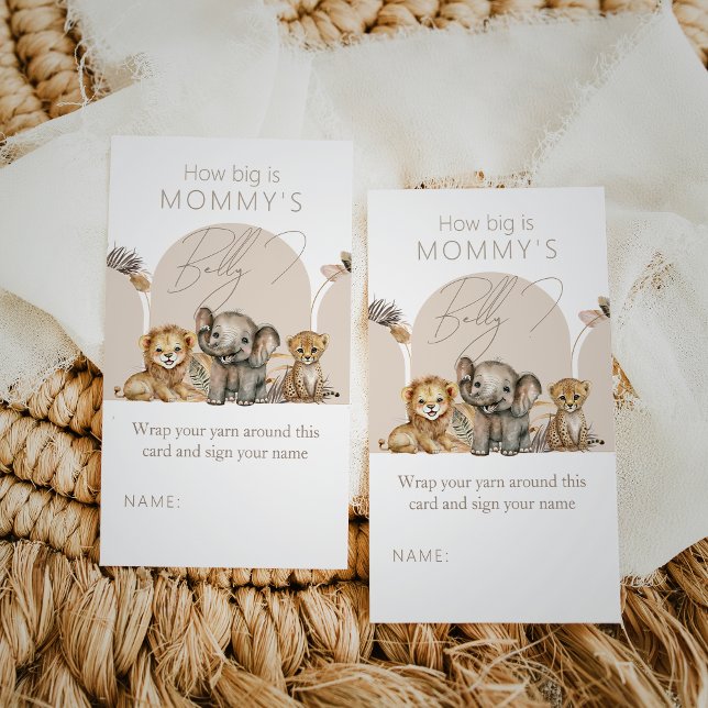 Carte D'accompagnement Oh Baby Safari Boho Shower maman jeu du ventre (Créateur téléchargé)
