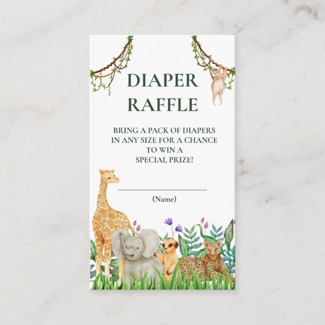 Carte D'accompagnement Oh Baby Safari Jungle Baby shower Déchets Raffle (Devant)