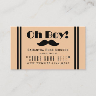Carte D'accompagnement Oh Boy Black Mustache Baby shower Cadeau Registre