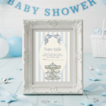 Oh Boy Blue Bow Carousel Diaper Raffle