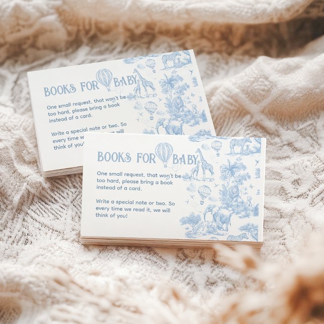 Carte D'accompagnement Oh Boy Blue Toile Safari Baby showers Livres (Créateur téléchargé)