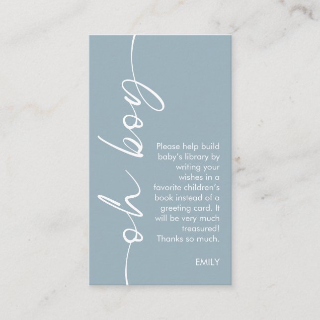 Carte D'accompagnement Oh Boy Dusty Blue Livres pour Baby shower (Devant)