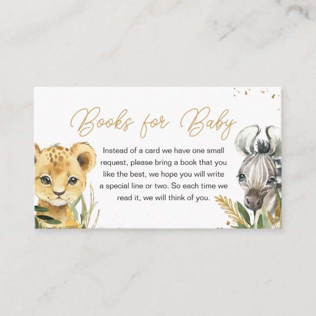 Carte D'accompagnement Oh Boy Greenery Safari Baby showers Livres pour bé (Devant)