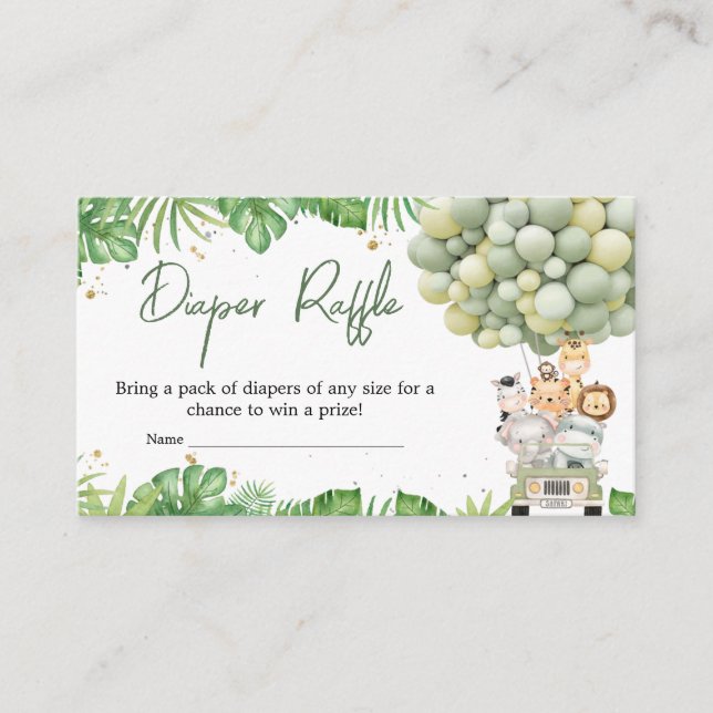 Carte D'accompagnement Oh Boy Jungle Safari Baby shower Déchets Raffle (Devant)