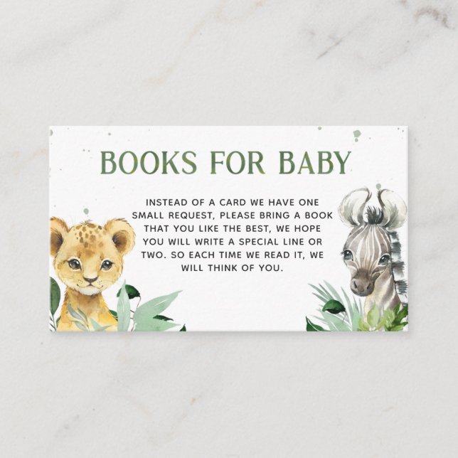 Carte D'accompagnement Oh Boy Safari Baby shower Livres pour bébé (Devant)