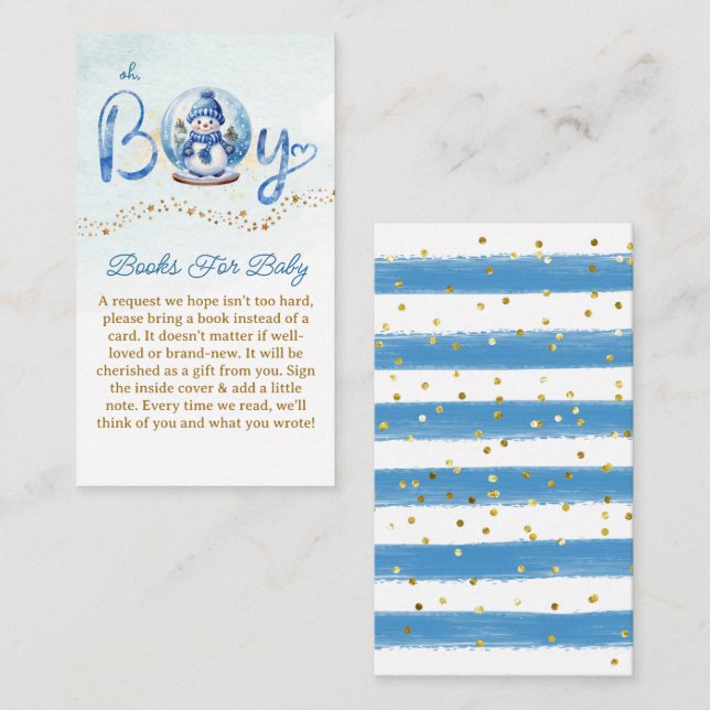 Carte D'accompagnement Oh Boy Theme Books For Baby Request Cards (Devant / Derrière)