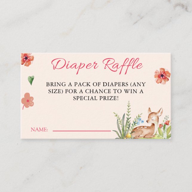 Carte D'accompagnement Oh Deer Baby shower Diaper Raffle (Devant)