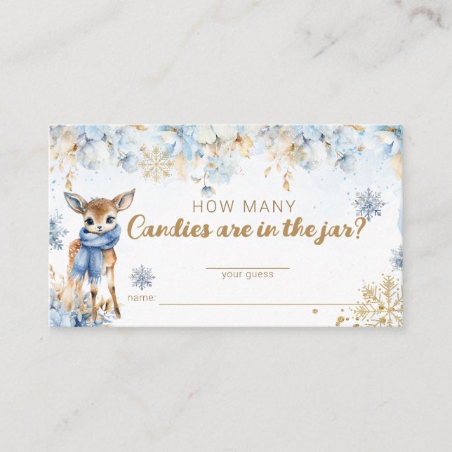 Carte D'accompagnement Oh Deer Winter Baby Boy Douche combien de canines (Devant)