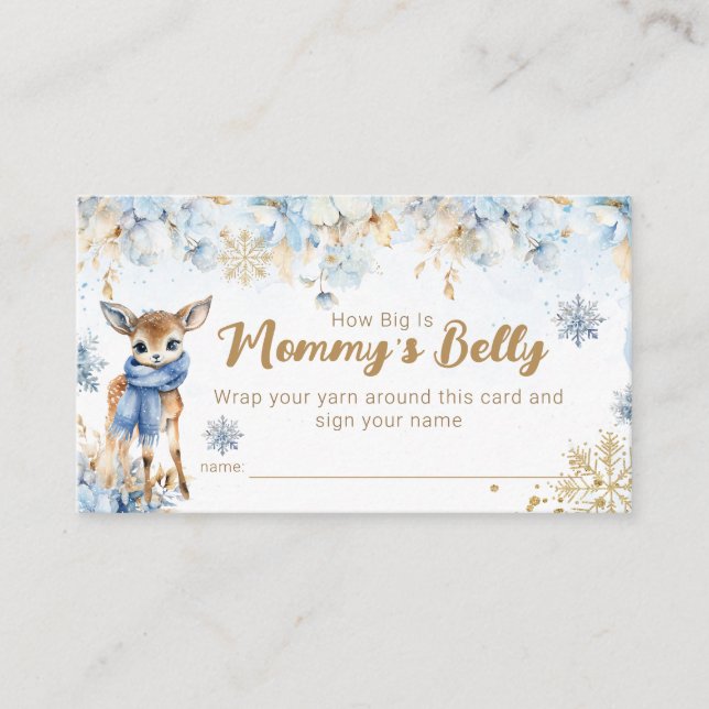 Carte D'accompagnement Oh Deer Winter Baby Boy Shower Mommy's Belly jeu (Devant)