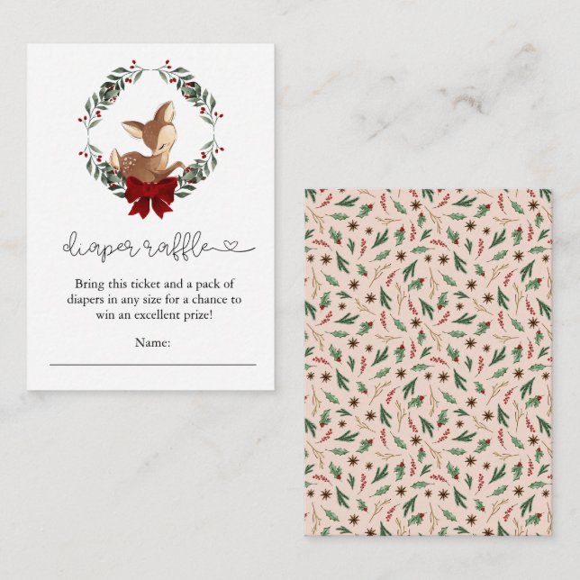 Carte D'accompagnement Oh Deer Winter Greenery Déchets Raffle (Devant / Derrière)