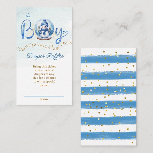 Carte D'accompagnement Oh garçon Thème Baby shower Déchets Billet Raffle (Devant / Derrière)