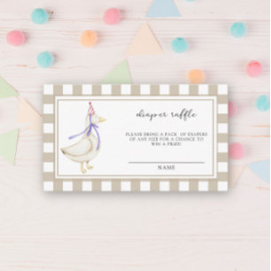 Carte D'accompagnement Oie bête mignonne - billet de tombola de couche
