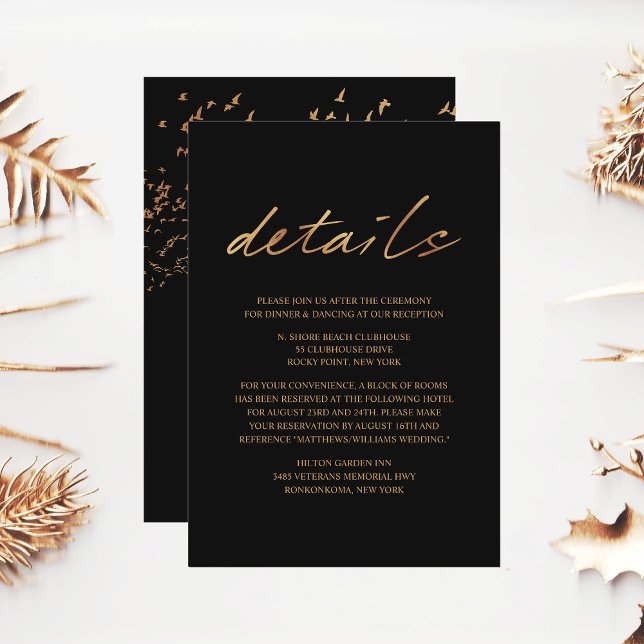 Carte D'accompagnement Oiseaux élégants d'une plume Détails du Mariage (Créateur téléchargé)