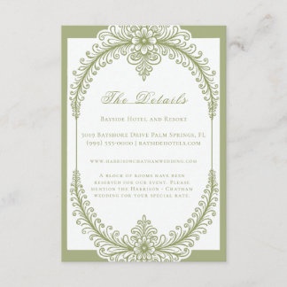 Carte D'accompagnement Olive Green French Flourish Frame Wedding