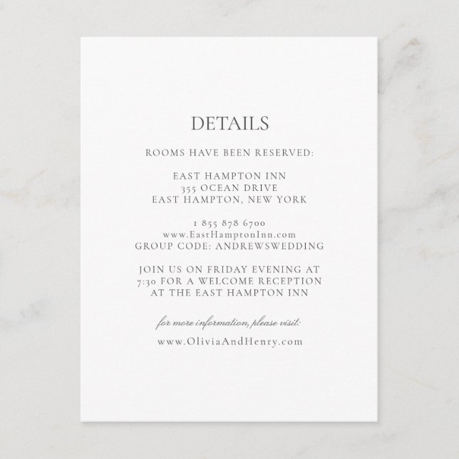 Carte D'accompagnement Olivia Élégant Simple Blanc Gris Détails Mariage (Devant)